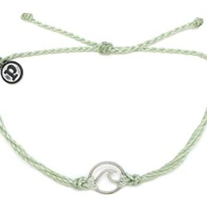Pura Vida Silver Wave OG Mint Green Bracelet - Silver Plated Charm, Adjustable Band - 100% Waterproof