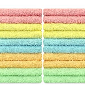 DecorRack 20 Pack 100% Cotton Wash Cloth, Luxurious Soft, 12 x 12 inch Ultra Absorbent, Machine Washable Washcloths, Assorted Colors (20 Pack)