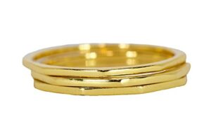 pura vida gold plated delicate stacked rings - brass base .925 sterling silver - size 9