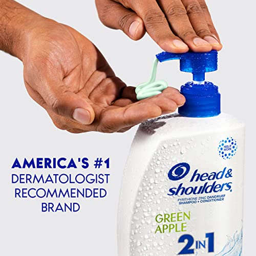 Head and Shoulders 2 in 1 Dandruff Shampoo and Conditioner, Anti-Dandruff Treatment, Green Apple for Daily Use, Paraben Free, 32.1 oz, 2 PACK