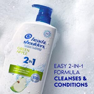 Head and Shoulders 2 in 1 Dandruff Shampoo and Conditioner, Anti-Dandruff Treatment, Green Apple for Daily Use, Paraben Free, 32.1 oz, 2 PACK