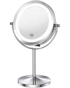 benbilry makeup mirror vanity mirror with lights, 1x/10x magnifying swivel vanity mirror, lighted makeup mirror, battery operated, 7 inch portable cordless led makeup mirror, women gift (silver)