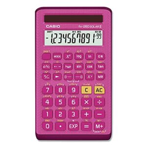 casio fx-260 solar ii all-purpose scientific calculator, 10-digit lcd, pink