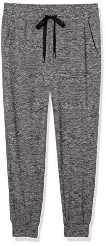 Amazon Essentials Women's Brushed Tech Stretch Jogger Pant (Available in Plus Size), Dark Grey Space Dye, Large