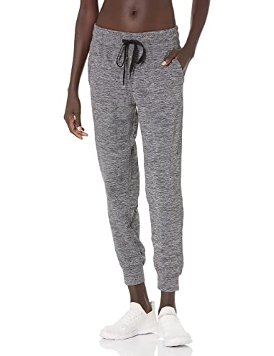 Amazon Essentials Women's Brushed Tech Stretch Jogger Pant (Available in Plus Size), Dark Grey Space Dye, Large