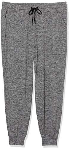 Amazon Essentials Women's Brushed Tech Stretch Jogger Pant (Available in Plus Size), Dark Grey Space Dye, Large