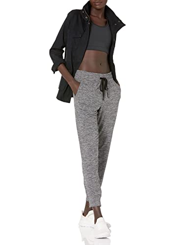 Amazon Essentials Women's Brushed Tech Stretch Jogger Pant (Available in Plus Size), Dark Grey Space Dye, Large