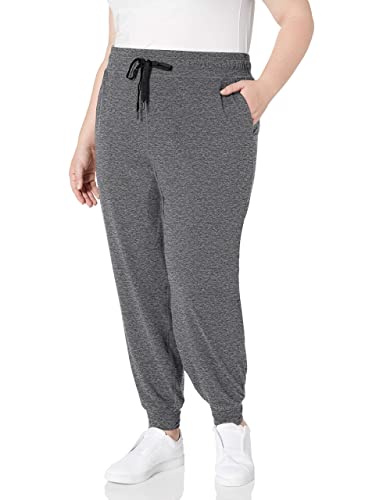 Amazon Essentials Women's Brushed Tech Stretch Jogger Pant (Available in Plus Size), Dark Grey Space Dye, Large