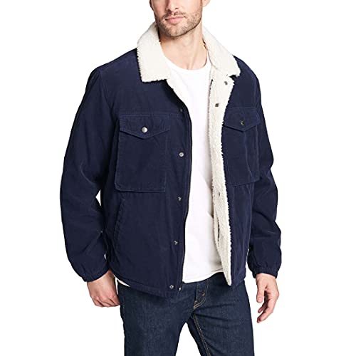 Levi's Men's Corduroy Sherpa Trucker Jacket, Navy, Large