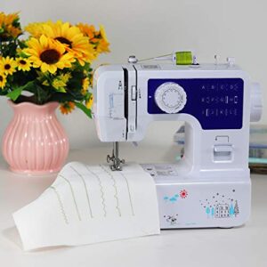 Luby Sewing Machine with 12 Built-in Stitches & Free Arm, Portable, Lightweight, Suitable for Small Projects, Blue