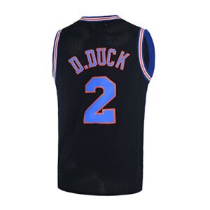 tueikgu #2 d duck space movie basketball jersey for men 90s hip hop clothing for party (black, large)