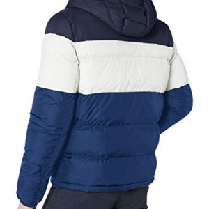 Tommy Hilfiger mens Hooded Puffer Jacket Down Alternative Coat, Bluebell Color Block, Medium US