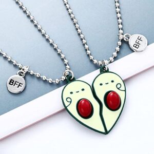 FLYPARTY Best Buds BFF Best Friends Matching Heart Pendant Necklaces Valentine Forever Friendship Birthday Gift(Avocado)