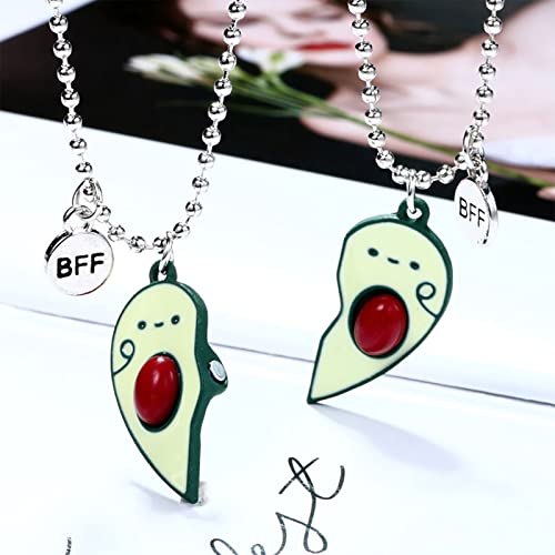 FLYPARTY Best Buds BFF Best Friends Matching Heart Pendant Necklaces Valentine Forever Friendship Birthday Gift(Avocado)