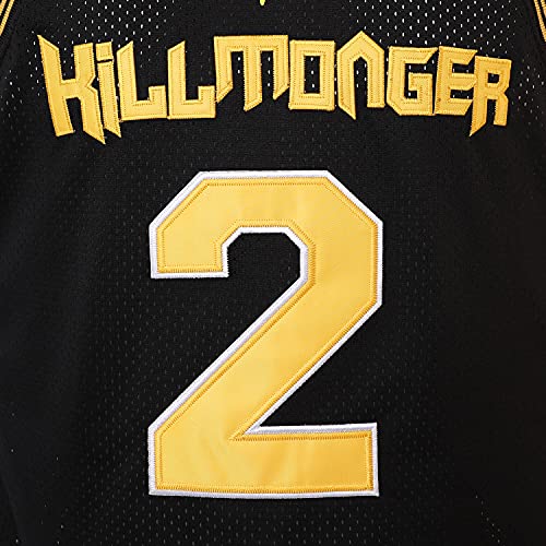 #2 Black Wakanda Killmonger Movie Basketball Jersey Men Black (Small, Black)