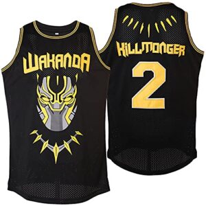 #2 black wakanda killmonger movie basketball jersey men black (small, black)
