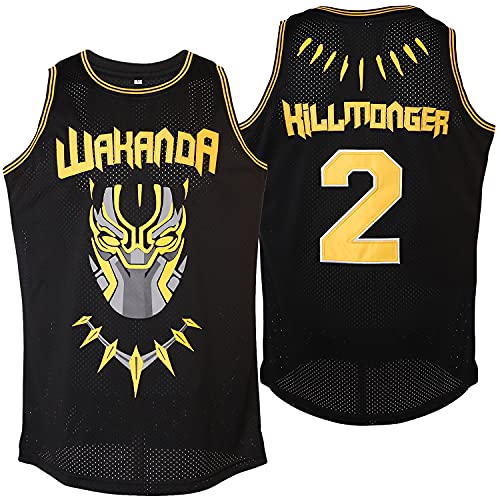 #2 Black Wakanda Killmonger Movie Basketball Jersey Men Black (Small, Black)