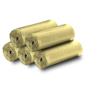 5 rolls small trash garbage bags, 4 gallon strong thin material disposable, kitchen, durable plastic trash bags for office home bedroom garden waste bin, 100 counts (golden)