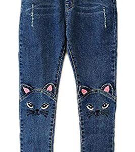 Sitmptol Girls Stretchy Jeans Kids Ripped Denim Trousers Jeggings Age 4-13 Years Blue 140