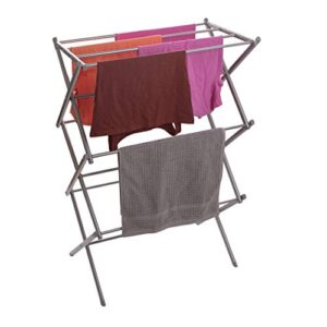 BINO 3-Tier Collapsible Drying Racks | Silver | Laundry Foldable Rack | Air Drying & Hanging | Foldable Portable Indoor & Outdoor | Space Saving Clothes Dryer Stand