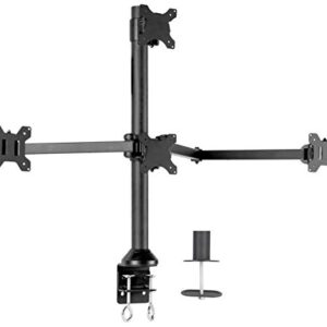 VIVO Steel Quad LED LCD Computer Monitor Heavy Duty Desk Mount, 3 Plus 1 Fully Adjustable Stand, Holds 4 Screens up to 32 inches, STAND-V104A