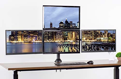 VIVO Steel Quad LED LCD Computer Monitor Heavy Duty Desk Mount, 3 Plus 1 Fully Adjustable Stand, Holds 4 Screens up to 32 inches, STAND-V104A