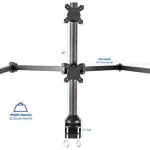 VIVO Steel Quad LED LCD Computer Monitor Heavy Duty Desk Mount, 3 Plus 1 Fully Adjustable Stand, Holds 4 Screens up to 32 inches, STAND-V104A