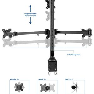 VIVO Steel Quad LED LCD Computer Monitor Heavy Duty Desk Mount, 3 Plus 1 Fully Adjustable Stand, Holds 4 Screens up to 32 inches, STAND-V104A