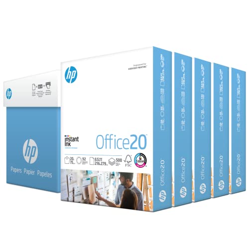 HP Printer Paper | 8.5 x 11 Paper | Office 20 lb | 5 Ream Case - 2500 Sheets | 92 Bright | Made in USA-FSC Certified | 112150C