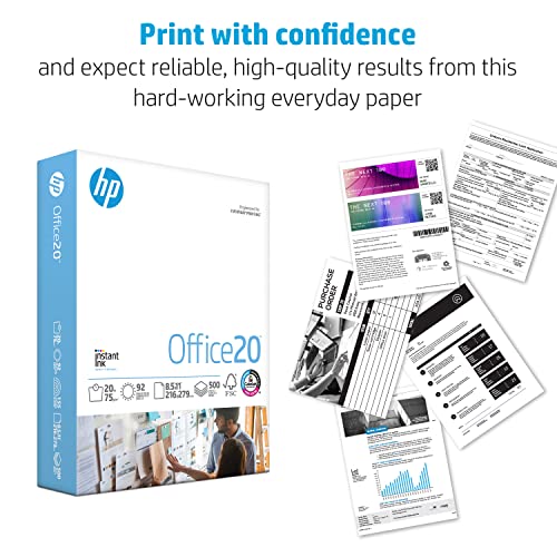 HP Printer Paper | 8.5 x 11 Paper | Office 20 lb | 5 Ream Case - 2500 Sheets | 92 Bright | Made in USA-FSC Certified | 112150C