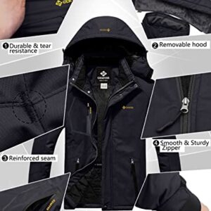 GEMYSE Men's Mountain Waterproof Ski Snow Jacket Winter Windproof Rain Jacket (Black,Medium)