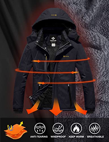 GEMYSE Men's Mountain Waterproof Ski Snow Jacket Winter Windproof Rain Jacket (Black,Medium)