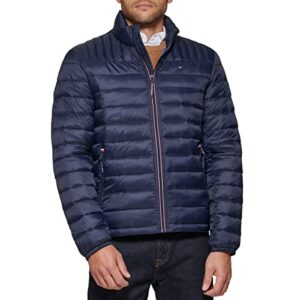 tommy hilfiger men's water resistant ultra loft down alternative puffer jacket, midnight, large