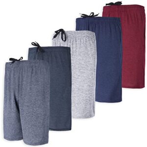 real essentials mens dry fit shorts dri active wear short men athletic performance basketball 9 inch inseam sweat tennis soccer running essentials gym casual workout sports, set 5, l, pack of 5