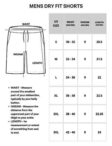 Real Essentials Mens Dry Fit Shorts Dri Active Wear Short Men Athletic Performance Basketball 9 Inch Inseam Sweat Tennis Soccer Running Essentials Gym Casual Workout Sports, Set 5, L, Pack of 5