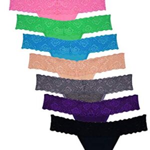 Sunm Boutique 8 Pack Lace Thongs for Women Thong Underwear Panties Low Waist (Multi, Medium)