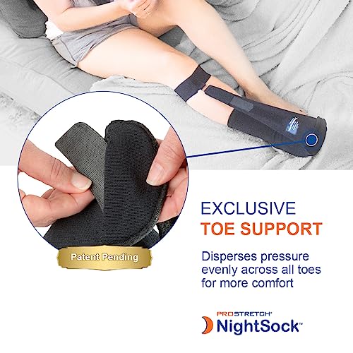 ProStretch NightSock for Plantar Fasciitis and Achilles Tendonitis, Alternative to Night Splint, Includes Exclusive Toe Support for Comfort, OSFM