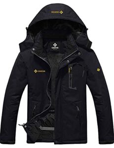 gemyse men's mountain waterproof ski snow jacket winter windproof rain jacket (black,x-large)