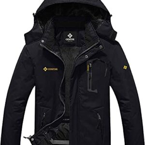 GEMYSE Men's Mountain Waterproof Ski Snow Jacket Winter Windproof Rain Jacket (Black,X-Large)