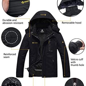 GEMYSE Men's Mountain Waterproof Ski Snow Jacket Winter Windproof Rain Jacket (Black,X-Large)