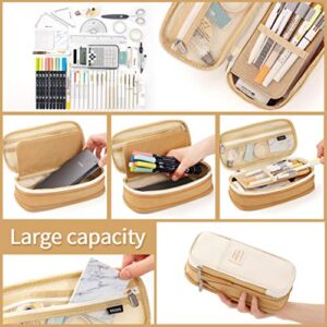 EASTHILL Big Capacity Pencil Pen Case Office College School Large Storage High Capacity Bag Pouch Holder Box Organizer Khaki