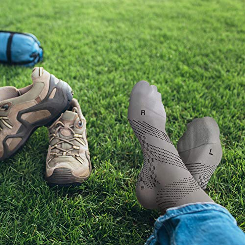 TechWare Pro Plantar Fasciitis Socks - Ankle Compression Socks Men & Women. Arch, Ankle & Foot Support Socks. (Gray Med)