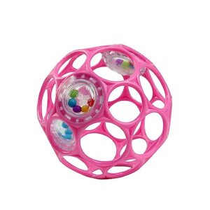 bright starts oball easy-grasp rattle bpa-free infant toy in pink, age newborn and up, 4 inches