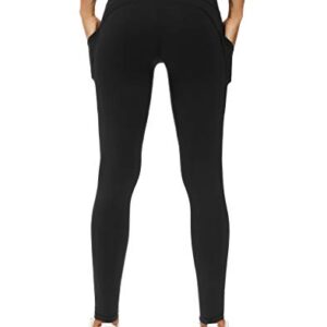 THE GYM PEOPLE Thick High Waist Yoga Pants with Pockets, Tummy Control Workout Running Yoga Leggings for Women (X-Large, Black  )