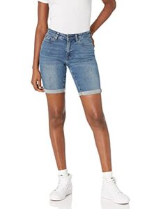 amazon essentials women's 9" denim bermuda shorts, medium wash, 16