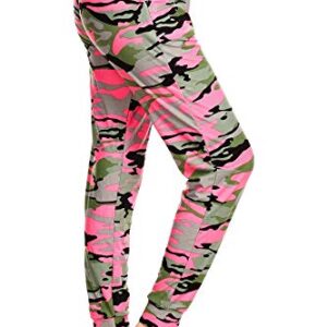 Leggings Depot JGA-Q654-N367-XL Blush Hue Camouflage Print Jogger Pants w/Pockets, X-Large