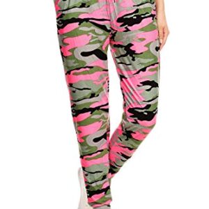 Leggings Depot JGA-Q654-N367-XL Blush Hue Camouflage Print Jogger Pants w/Pockets, X-Large