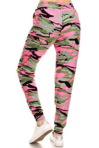 Leggings Depot JGA-Q654-N367-XL Blush Hue Camouflage Print Jogger Pants w/Pockets, X-Large