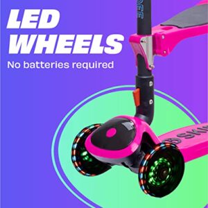 Kick Scooters for Kids Ages 3-5 (Suitable for 2-12 Year Old) Adjustable Height Foldable Scooter Removable Seat, 3 LED Light Wheels, Rear Brake, Wide Standing Board, Outdoor Activities for Boys/Girls