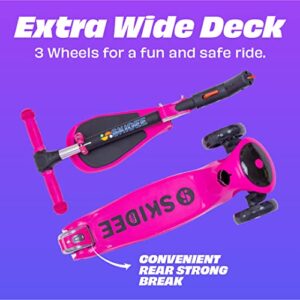 Kick Scooters for Kids Ages 3-5 (Suitable for 2-12 Year Old) Adjustable Height Foldable Scooter Removable Seat, 3 LED Light Wheels, Rear Brake, Wide Standing Board, Outdoor Activities for Boys/Girls